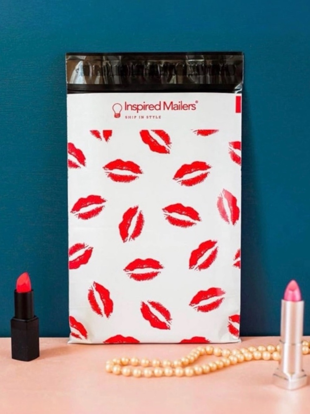 6x9 Poly Mailers Red Lips Print Shipping Bags 25 Pack 3.15 Mil Self Seal